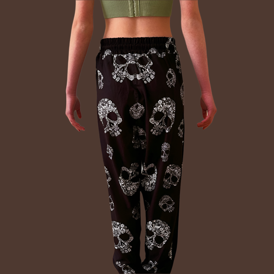 Floral Black Skull Joggers