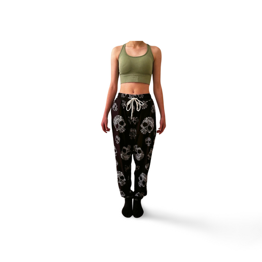 Floral Black Skull Joggers