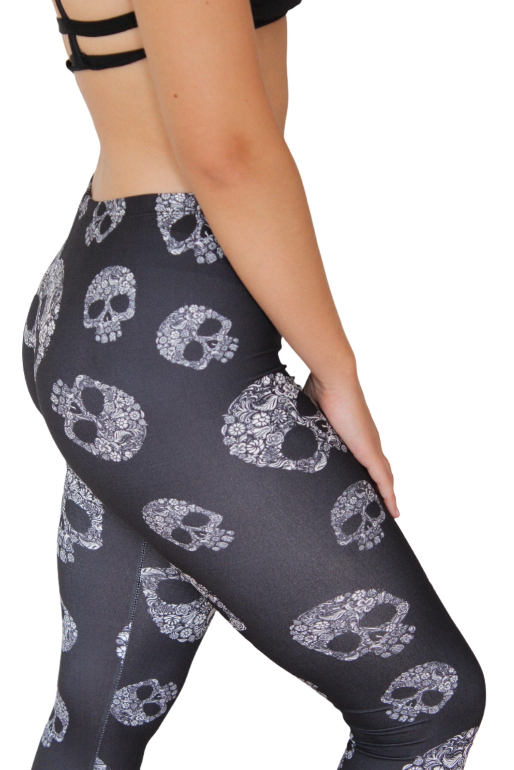 Floral Black Skull Side